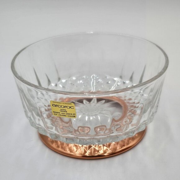 Coppercraft Guild Arcoroc Glass Bowls Set of 4 Copper Base Original Packaging - Picture 6 of 9